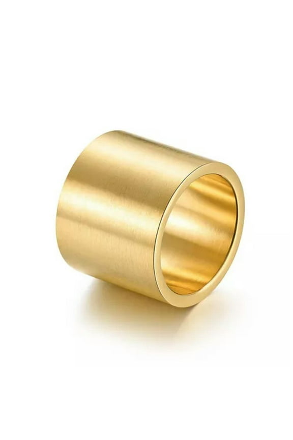 19mm Black/Gold/Silver Brushed Band Men's Jewelry Titanium Steel Ring Size 7-14