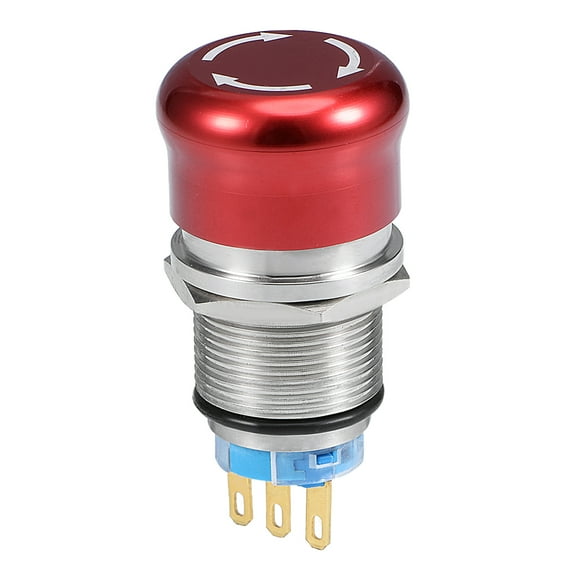 19mm Metal Mushroom Latching Stop Push Button Switch Red