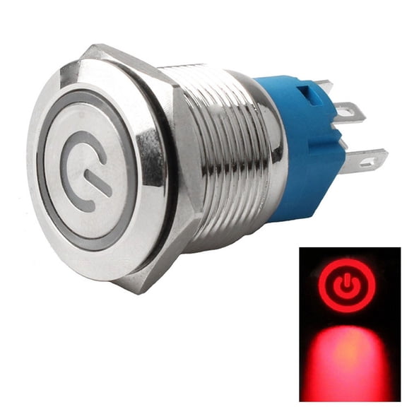 19mm Metal Push Button Switch with Power LED 12-24V Momentary Button Switch IP66