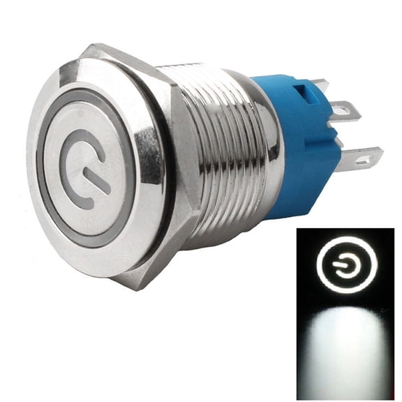 19mm Metal Push Button Switch with Power LED 12-24V Momentary Button Switch IP66