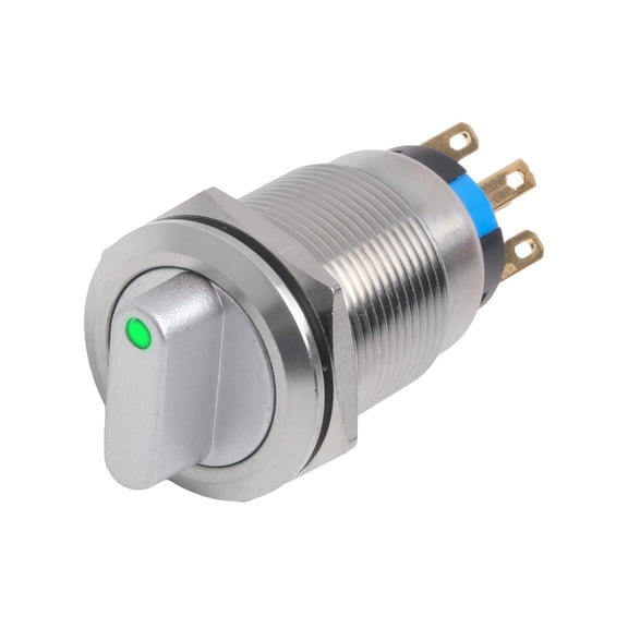 19mm Rotary Push Button Switch, 3 Positions 2NO2NC for Reliable Performance in Industrial and Instrument Apps (Green)