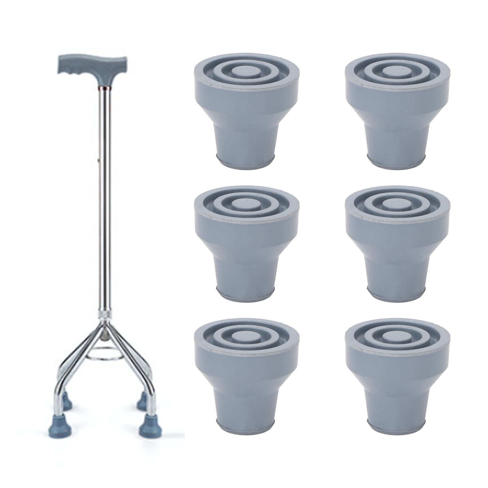 19mm Rubber Replacement Cane Tip, 6pcs Rubber Cane Tips Wear Resistant Stable Heavy Duty Soft Rubber Crutch Tips Replacement Stable Foot Pad Folding Cane Accessory