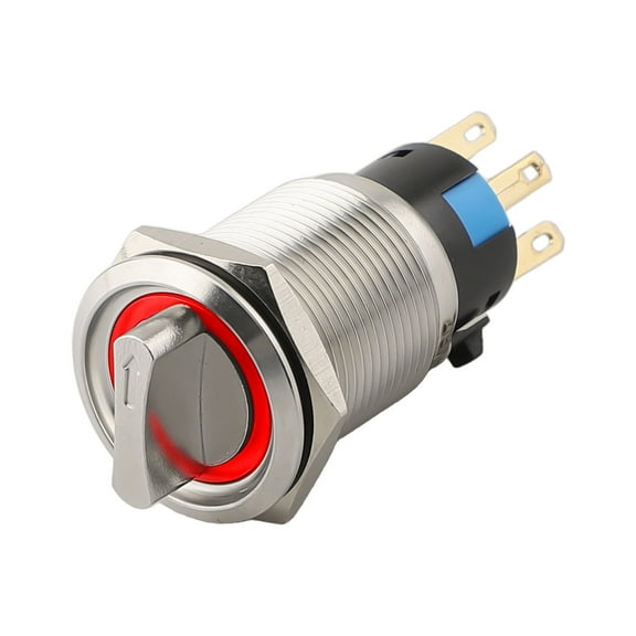 19mm Selector Rotary Switch Latching 2Positions 1NO1NC 12-24V Push Button Switch Red