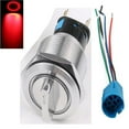 thumbnail image 1 of 19mm Selector Rotary Switch Latching 3 Positions 2NO 2NC 3-6V With Wire socket Red, 1 of 10