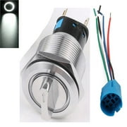 19mm Selector Rotary Switch Latching 3 Positions 2NO 2NC 3-6V With Wire socket White