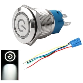 19mm Waterproof Push Button Switch 110/220V Latching Metal Power Symbol ON/OFF Suitable for Various Electric Equipment