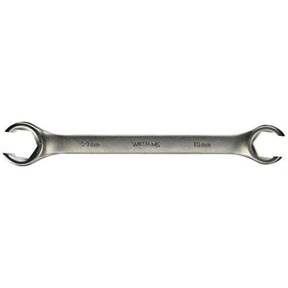 19mm x 21mm Double Head Flare Nut Wrench - 6 Point Open End Box End, 8-7/8" Overall Length With Satin Chrome Finish. Williams® # JHW10658
