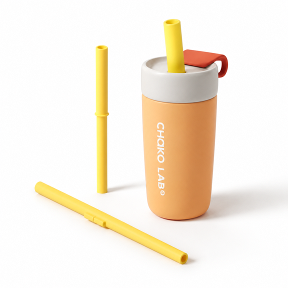 19oz Apricot Split Tumbler with Leak-Proof Lid, Built-in Cap Storage, and Stainless Steel Interior