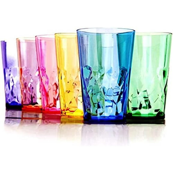 - 19oz Unbreakable Premium Drinking Glasses Set of 6 - Super Grade  Plastic - Perfect for Gifts - Dishwasher  - Stackable - Drinkware Cups Reusable Water Tumbler