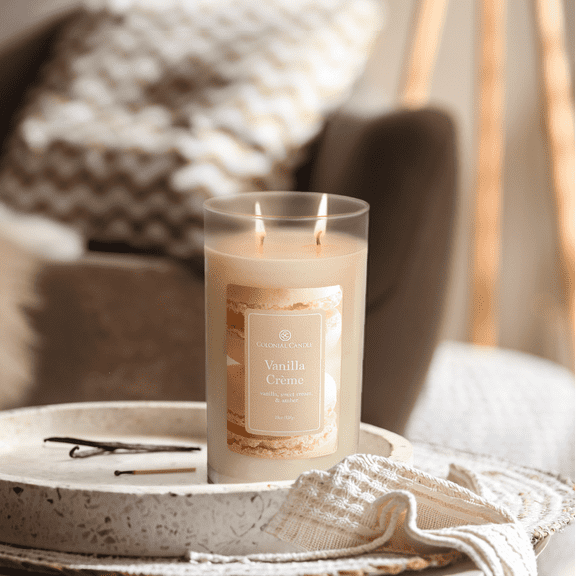 Colonial Candle Classic Vanilla Creme Scented Candle, 2 Wick, 19 oz, 120 Hours Burn, Aromatic