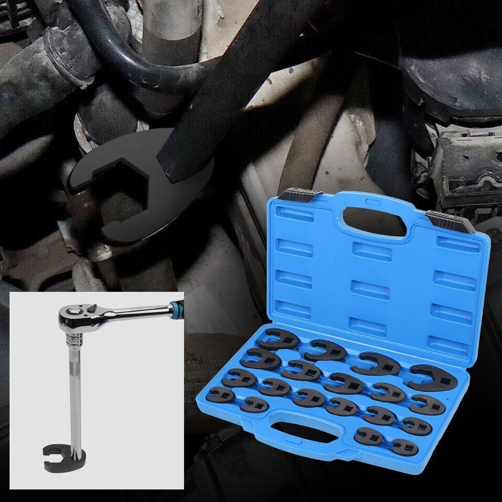 19pc Metric Crowsfeet 3/8" 1/2" Drive Spanner Socket Wrench Set Crowfoot 8-32mm