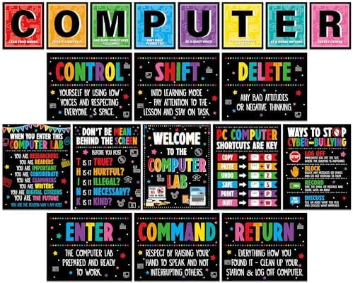 19pcs Computer Lab Poster Computer Science Posters Classroom Rules ...