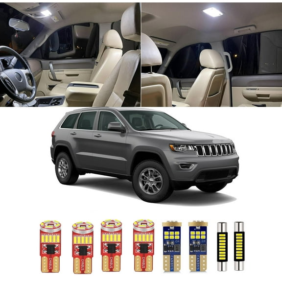 19pcs For Grand Cherokee Interior LED Lights Kit  LED Map Dome Replacement Light Bulbs + Install Tool for Jeep Grand Cherokee 2011-2020