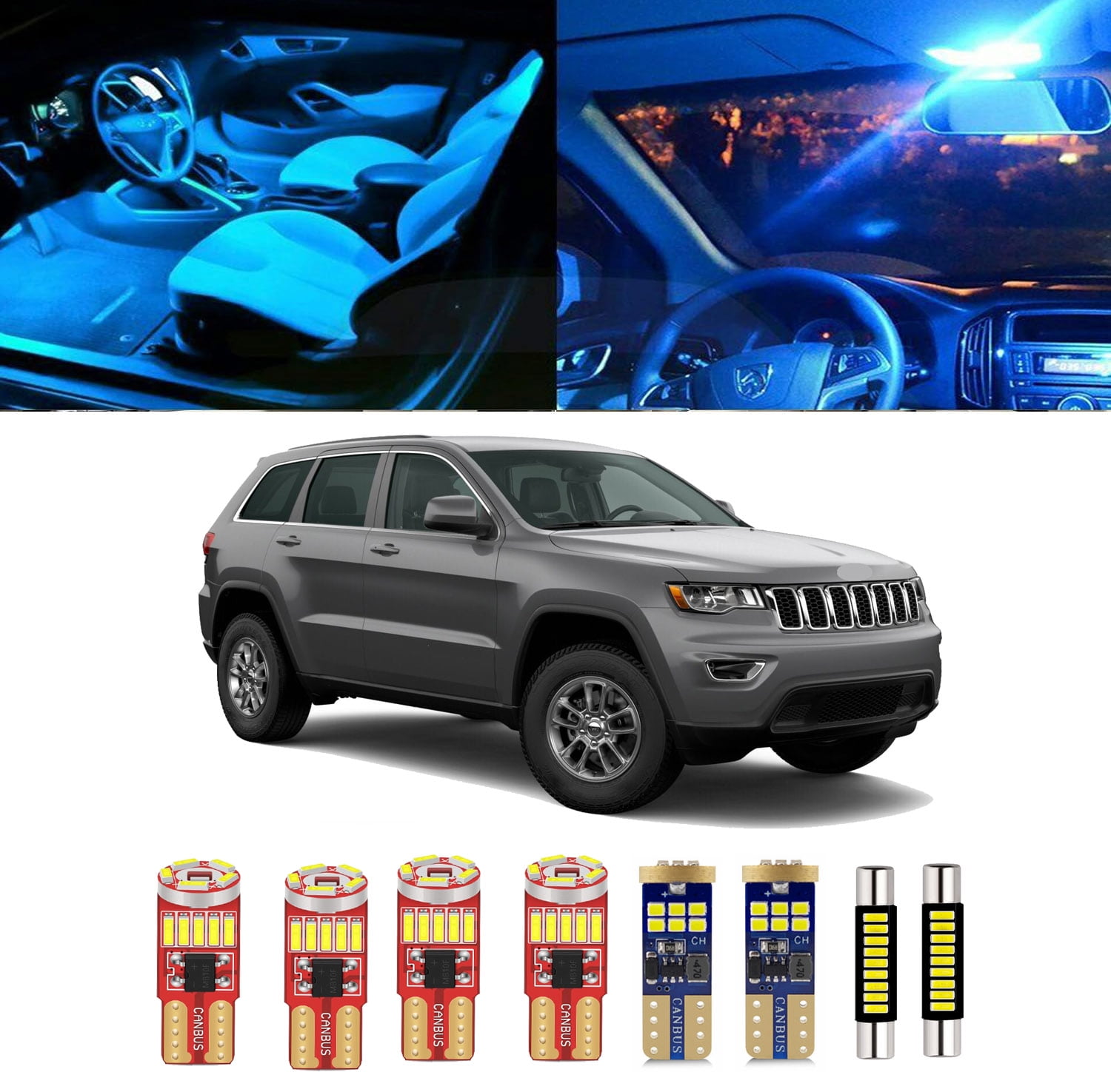 19pcs For Grand Cherokee Interior LED Lights Kit LED Map Dome ...