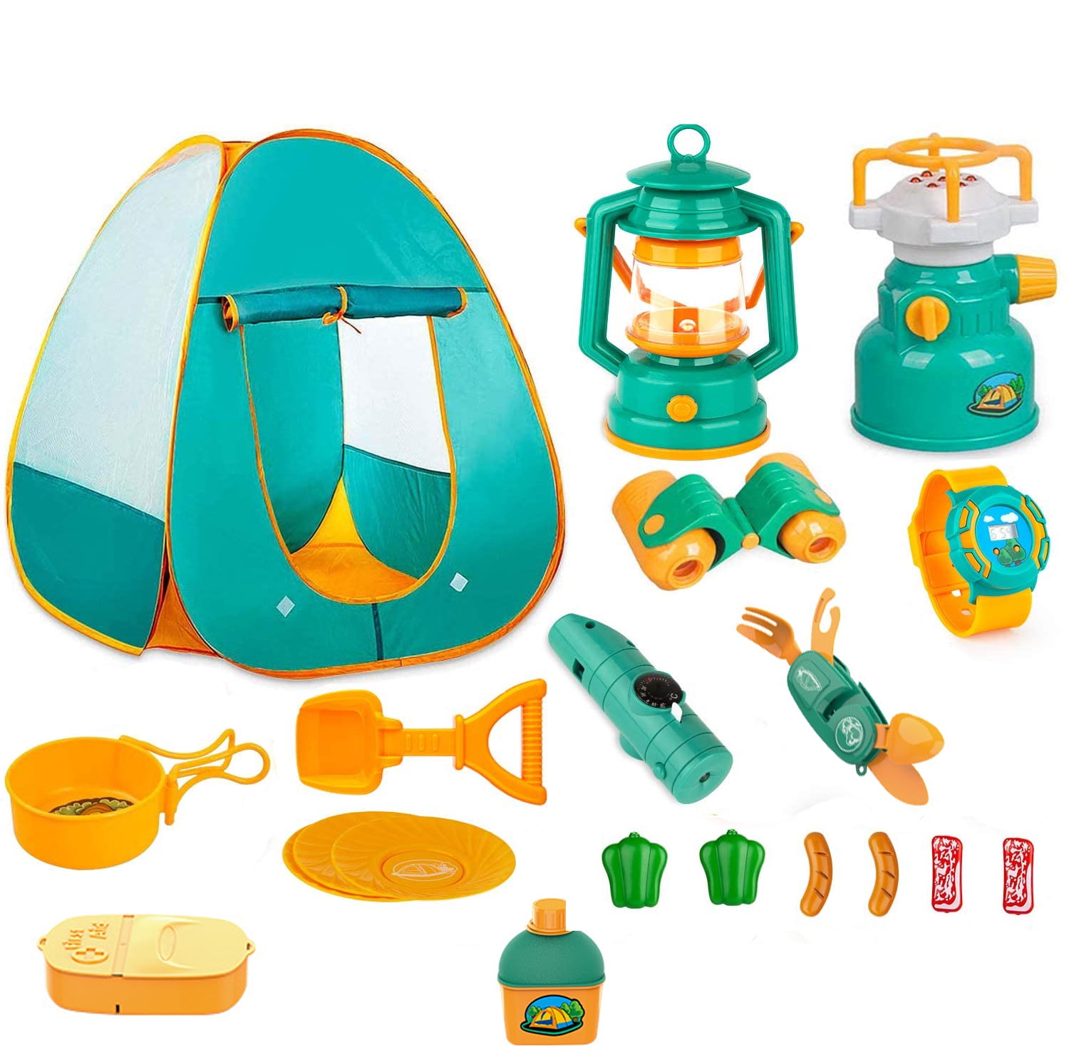 19pcs Kids Camping Set with Tent Camping Gear Tool Pretend Play Set for  Toddlers Kids Boys Girls Outdoor Christmas Birthday Gift 