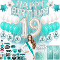 thumbnail image 1 of 19th Birthday Decorations Party Supplies, Teal Green Decorations, 19th Banner Photo Props, 19 Bday Birthday Party Supplies, Nineteen 19 Bday, 1 of 5