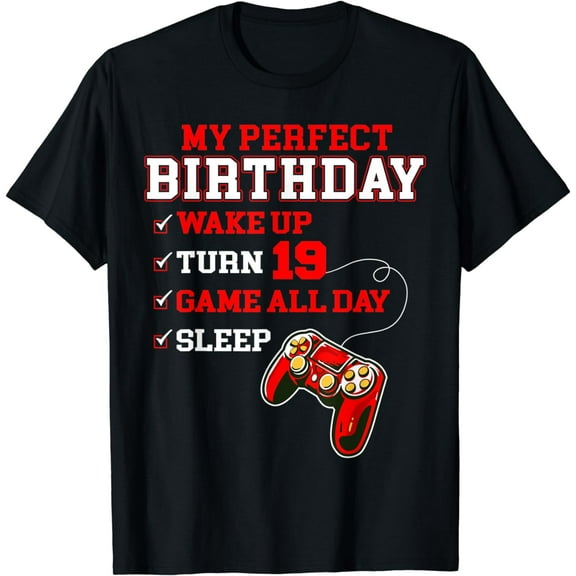 19th Birthday Gamer For Boys Perfect Gaming 19 Year Old Gift T-Shirt