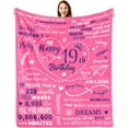thumbnail image 1 of 19th Birthday Gifts for Girls, 19th Birthday Decorations for Girls, 19 Year Old Girl Birthday Gifts, Blanket 50"x60" Happy Birthday Gifts for 19 Year Old Girls Daughter Granddaughter Sister, 1 of 5