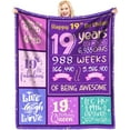 thumbnail image 1 of 19th Birthday Gifts for Girls - 19th Birthday Decorations for Women - Birthday Gifts for 19 Year Old Female - 19 Year Old Girl Birthday Gifts - 19 Birthday Throw Blanket 60 x 50 Inch, 1 of 6