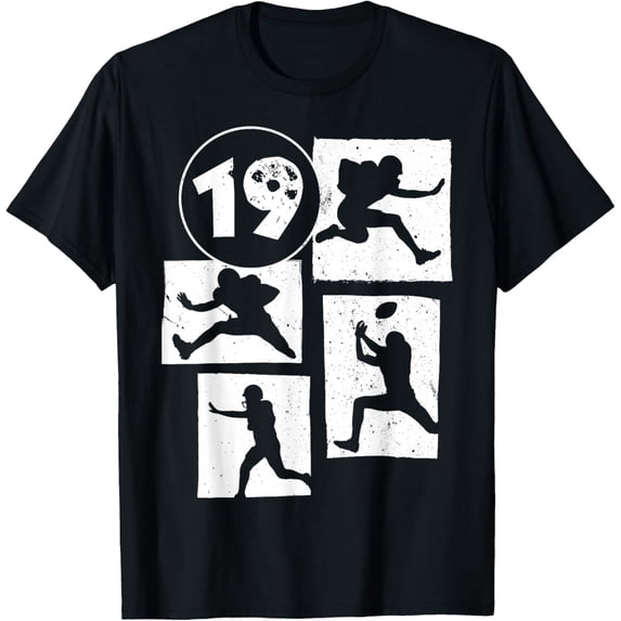 19th Birthday Retro American Football 19 Years Old T-Shirt