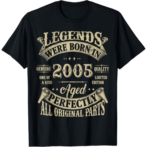 19th Birthday Tee 19 Years Old Vintage Legends Born In 2005 T-Shirt