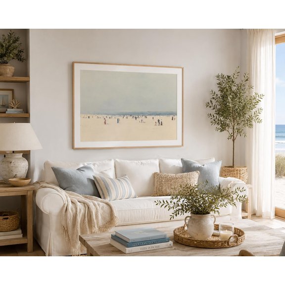 19th Century Beach Scene Print, Unframed Paper Poster 24x36in