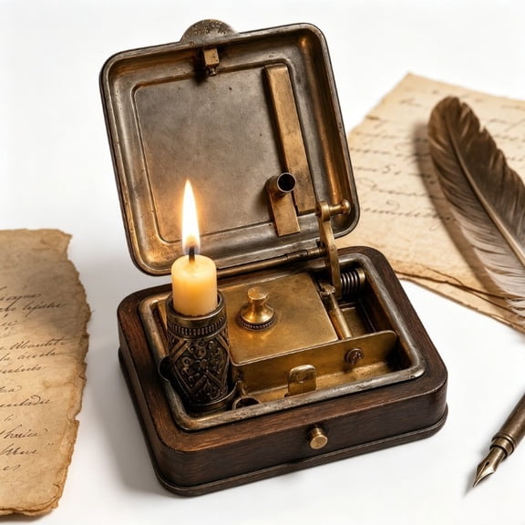 19th-Century Candle Box, Vintage Wind-Up Pocket Lighter & Candle Holder, Mechanical Candle Box with Classic Retro Style for Home Decor & Collection