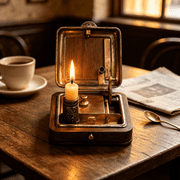 19th Century Mechanical Candle Box, 19th Pocket Candle Box, Vintage Portable Wind-Up Candles Holder with Snuffer, Brass Travel Lantern for Home, Desk Decor & Collectors1PC