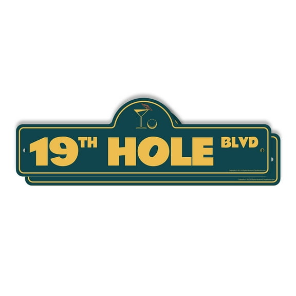 19th Hole (2 Pack) Plastic Street Sign - 7 Inch X 20 Inch Gift Golf Bar Sports Humor Clubhouse Man Cave Decor Drink Fun Recreation