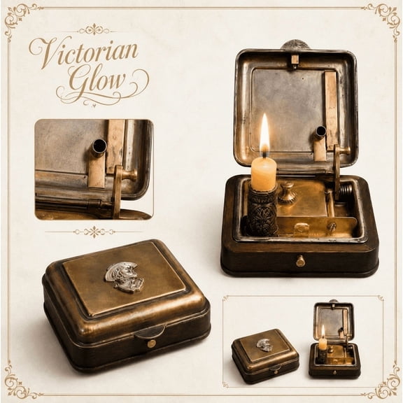 19th Pocket Candle Box, 19th Century Mechanical Candle Box, Sturdy Metal Structure, Portable ornament for daily display 1pcs