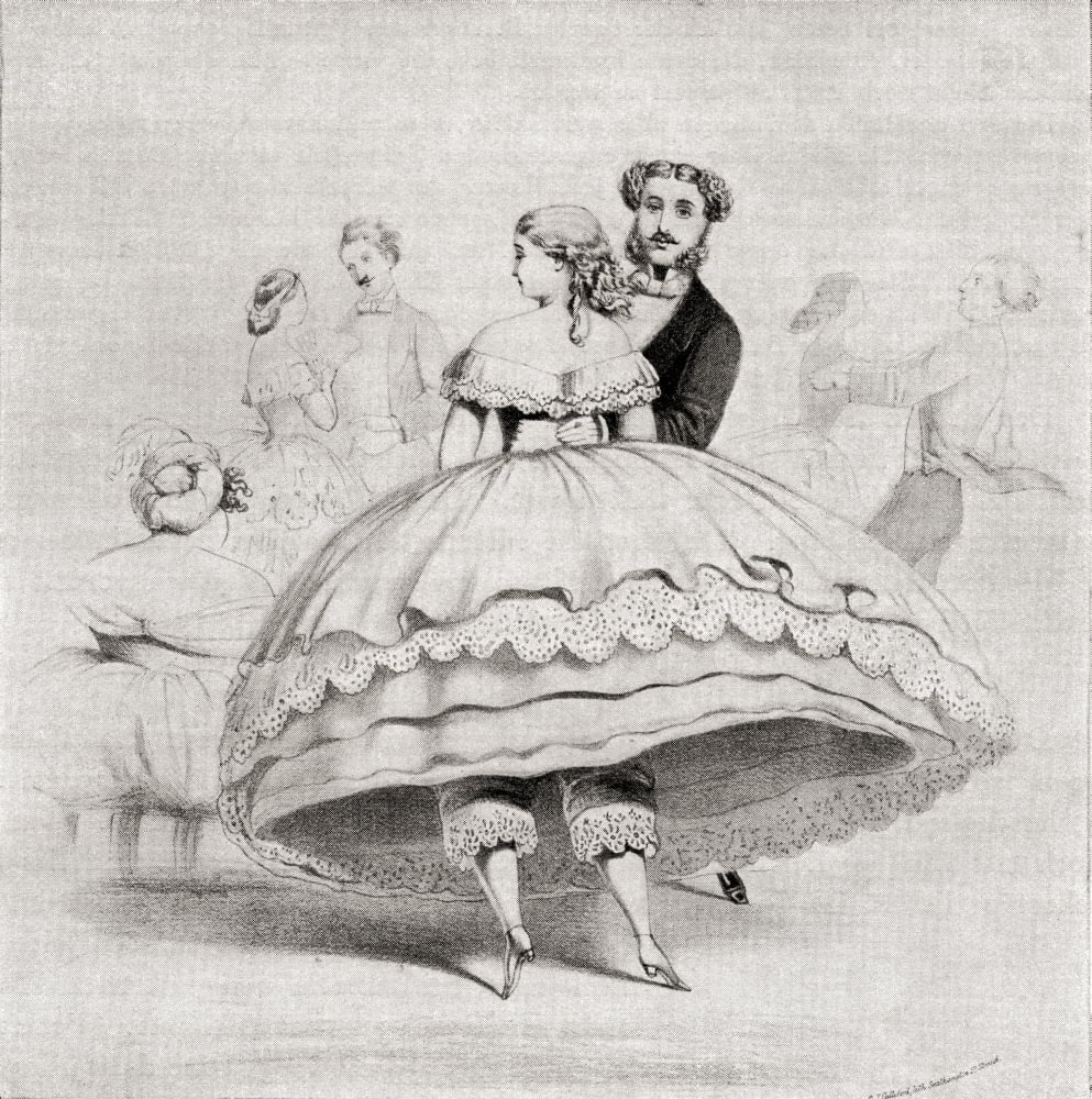 19th century lady arriving at a ball wearing a crinoline From Illustrierte Sittengeschichte vom Mittelalter bis zur Gegenwart by Eduard Fuchs published 1909 Canvas Art - Ken Welsh Design Pics (24 x 2