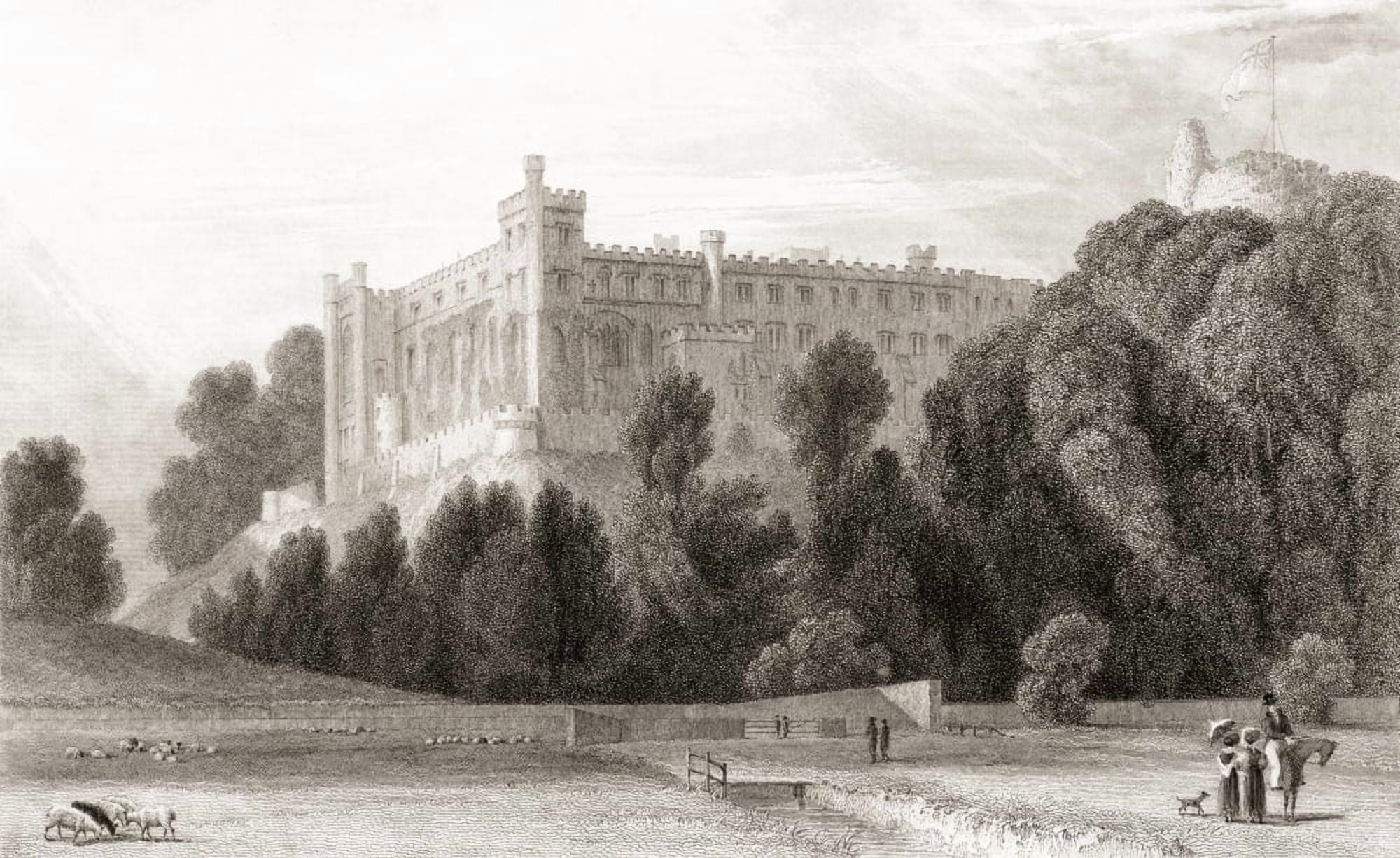 19th century view of Arundel Castle Arundel West Sussex England From Churtons Portrait and Lanscape Gallery published 1836 Canvas Art - Ken Welsh Design Pics (17 x 11)