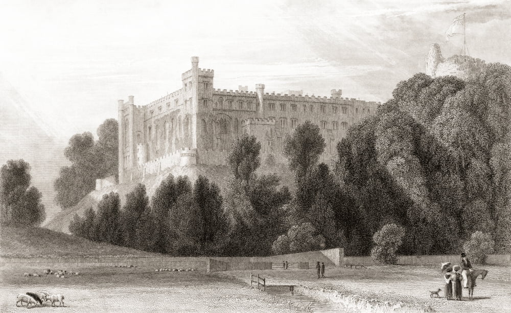 19th century view of Arundel Castle Arundel West Sussex England From Churtons Portrait and Lanscape Gallery published 1836 Canvas Art - Ken Welsh Design Pics (34 x 22)