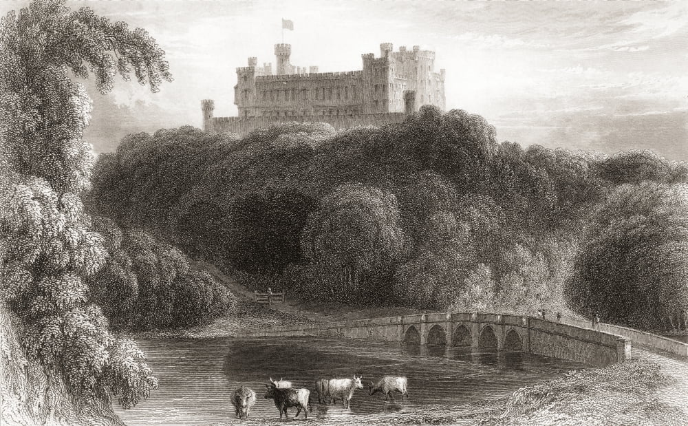 19th century view of Belvoir Castle (pronounced Beaver) Leicestershire England From Churtons Portrait and Lanscape Gallery published 1836 Canvas Art - Ken Welsh Design Pics (17 x 11)
