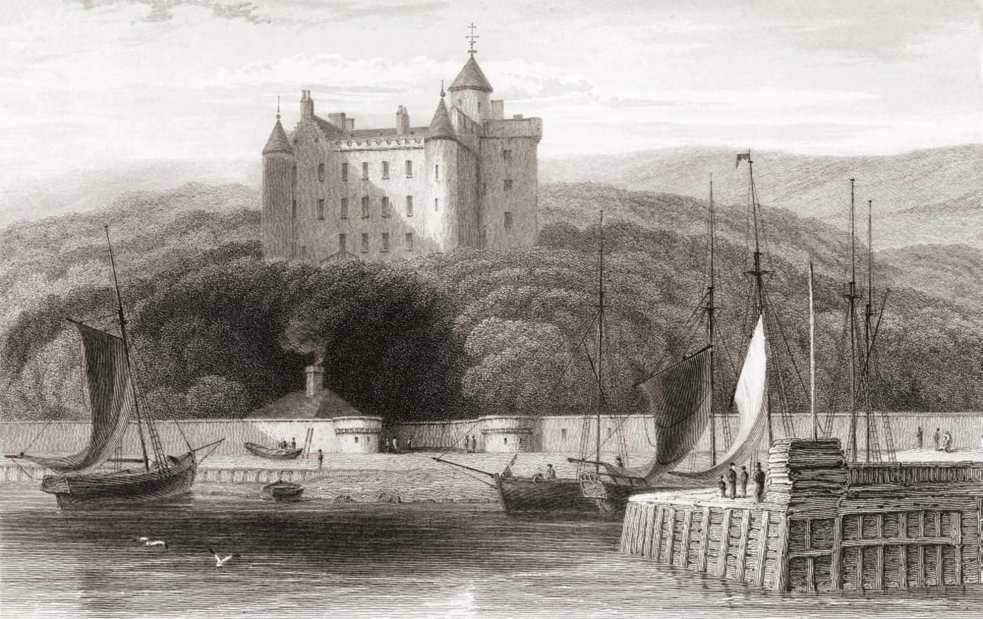 19th century view of Dunrobin Castle Sutherland Scotland From Churtons Portrait and Lanscape Gallery published 1836 Canvas Art - Ken Welsh Design Pics (17 x 11)