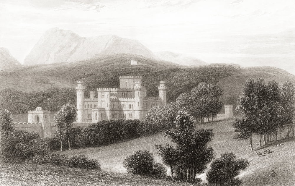 19th century view of Eastnor Castle near Ledbury Herefordshire England From Churtons Portrait and Lanscape Gallery published 1836 Canvas Art - Ken Welsh Design Pics (17 x 11)