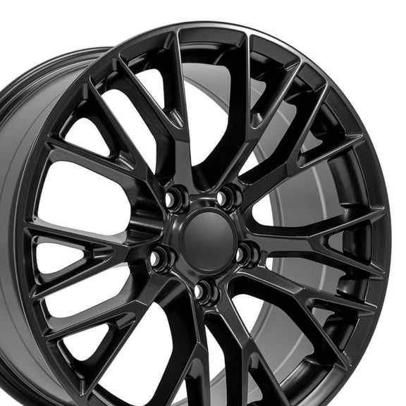 OE Wheels CV22 18 Inch Rims Fit Corvette C7 Z06 Style 5x120.65 18x8.5 / 19x10 Satin Black - Hollander 5734 (Set of 4)