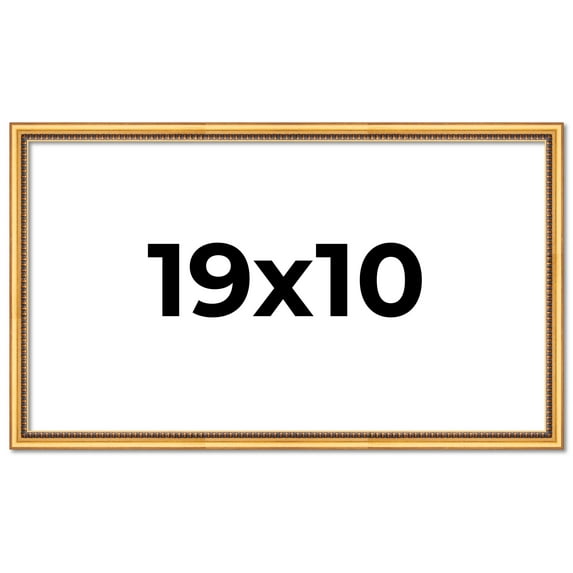19x10 Frame Beaded Gold Solid Wood Picture Frame | 0.75 Inches Moulding Width | Liscio Oro