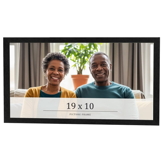 19x10 Frame Black Charcoal Grey Wood Textured Picture Frame | 0.75 Inch Moulding Width | Gunmetal