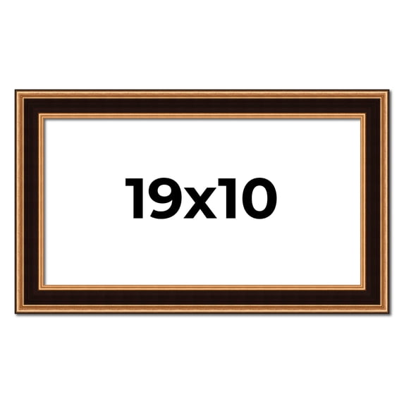 19x10 Frame Gold Brown Plein Air Vintage Solid Wood Picture Frame | 1.75 Inches Moulding Width |