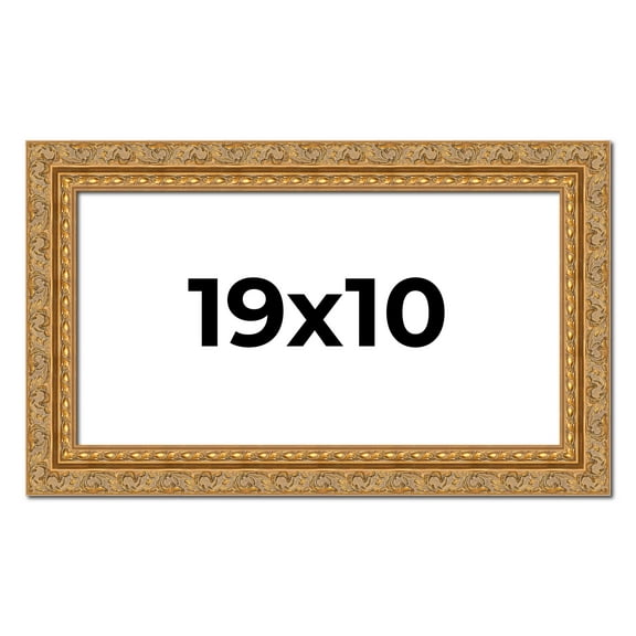 19x10 Frame Gold Ornate Solid Wood Picture Frame | 2 Inch Moulding Width | Firman Traditional Photo
