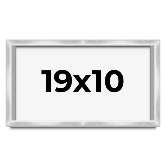 19x10 Frame Silver Whitewashed Wood Grain Solid Wood Shadow Box | 0.75 Inch Moulding Width | 0.75