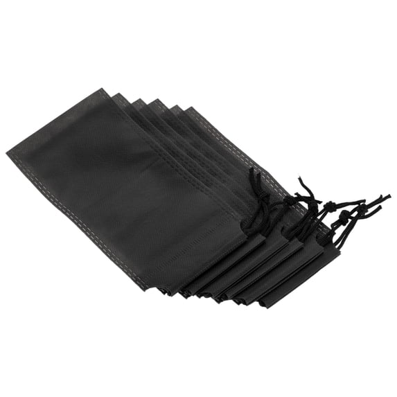 19x10cm Fiber Cloth Single Drawstring Storage Bag, Black 6 Pack