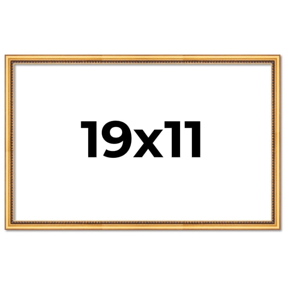 19x11 Frame Beaded Gold Solid Wood Picture Frame | 0.75 Inches Moulding Width | Liscio Oro
