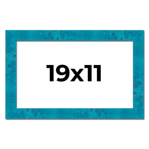 19x11 Frame Blue Teal Burl Wood Picture Frame | 1.75 Inch Moulding Width | Interior Frame Depth 0.5