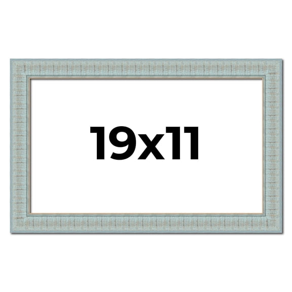 19x11 Frame Blue Teal Distressed Solid Wood Picture Frame | 1.625 Inch Moulding Width | Sonoma Blue