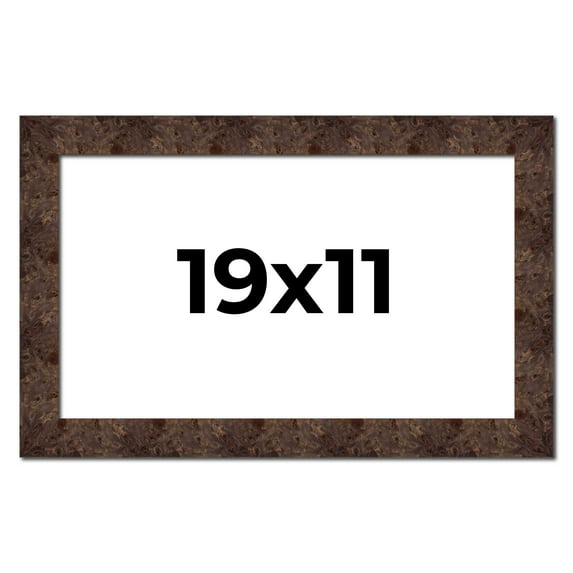 19x11 Frame Brown Burl Real Wood Picture Frame Width 1.625 Inches | Interior Frame Depth 0.5 Inches