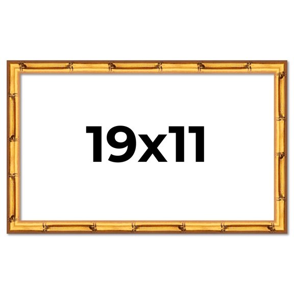 19x11 Frame Gold Bamboo Solid Wood Picture Frame | 0.75 Inch Moulding Width | Interior Frame Depth