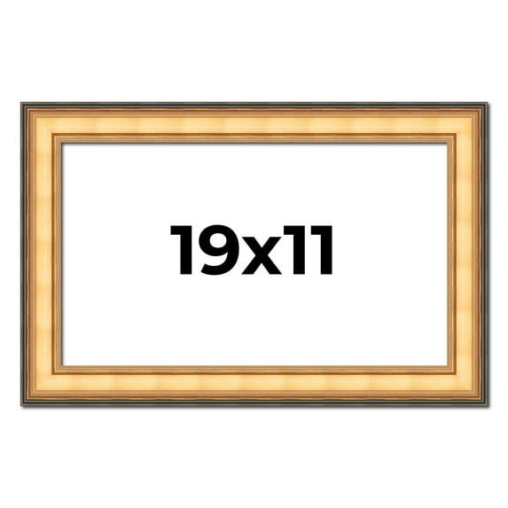 19x11 Frame Gold Plein Aire Solid Wood Picture Frame Width 2 Inches | Interior Frame Depth 0.5