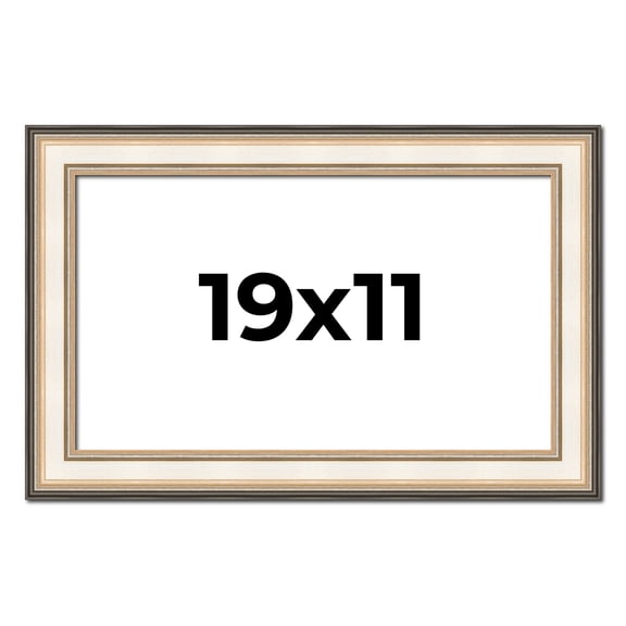 19x11 Frame Gold Silver Plein Aire 2" Inch Wide Moulding Solid Wood Picture Frame | Modena